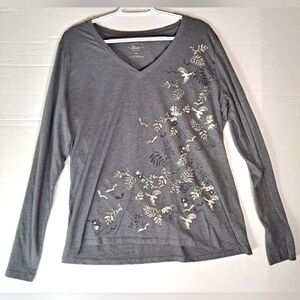 G.H. Bass and Co. Women's XL Long Sleeve Owl and Nature Print
